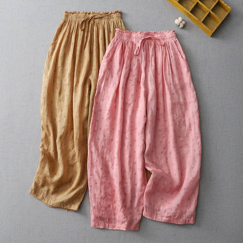 Printed Pants for Women Loose Baggy Pants Vintage Summer Thin Korean Style Elastic Waist Trousers Women Harajuku Lantern Pants