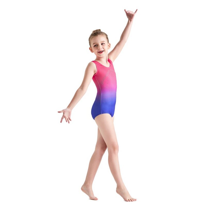 Dzieci dziewczynki bez rękawów balet ubrania taneczne gimnastyka w jasnych kolor korpus garniturach 5-14 lat