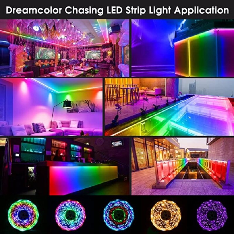 Tira de Luces LED RGB para decoración de dormitorio, juego completo de retroiluminación de TV, cinta LED USB de 5V, 3 teclas, 24 teclas, 44 teclas, 1m-30m