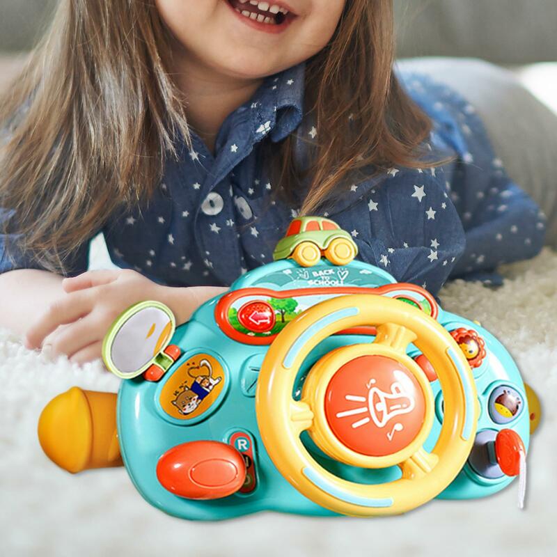 ของเล่น Setir mobil สำหรับเด็กหญิงเด็กชายของขวัญของเล่นขับรถที่มีเสียงและเบา