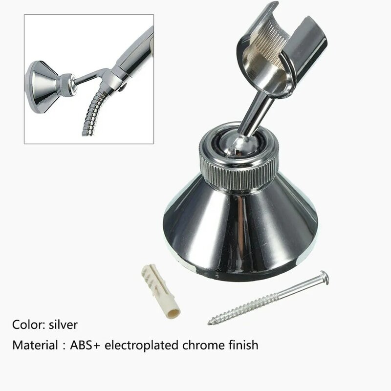 Rotatable Home Chromed ABS Shower Head Holder Wall-Mount Bracket Bathroom Sprayer Base