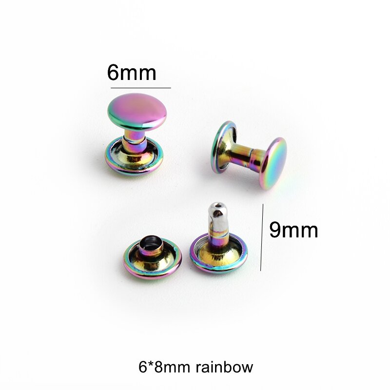 Nolvo World 20-100pcs 6mm 8mm10mm rainbow metal 2 sides nail decorative studs handbag rivet bags hardware nail