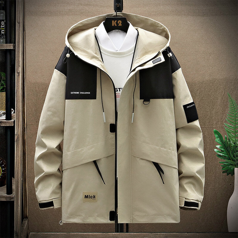 Kurtka przeciwwiatrowa męska moda kurtka patchworkowy w stylu Casual płaszcz Plus rozmiar 8XL 9XL wiosna jesień wodoodporne kurtki męska odzież wierzchnia