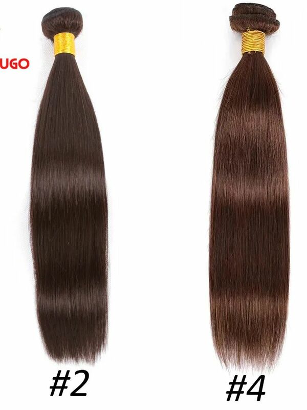 Extensiones de cabello humano liso, mechones de pelo brasileño, marrón, Remy, hueso de Chocolate, tejido, 2 #4 #