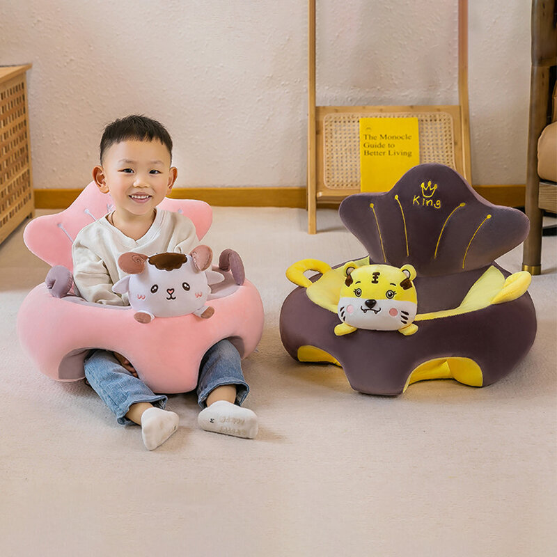 Baby Sofa Support Seat Cover Plush Chair Learn To Sit Comfortable Cartoon Toddler Nest Puff Wash (No Stuffing Cradle Only Cover)