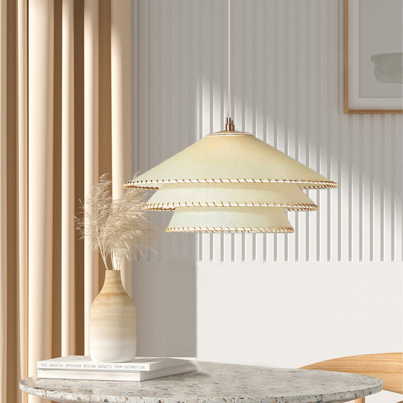 Nordic Minimalist Parchment Pendant Lights Study Bedroom Restaurant Clothing Store Art Cream Style Decorative Lighting Fixture