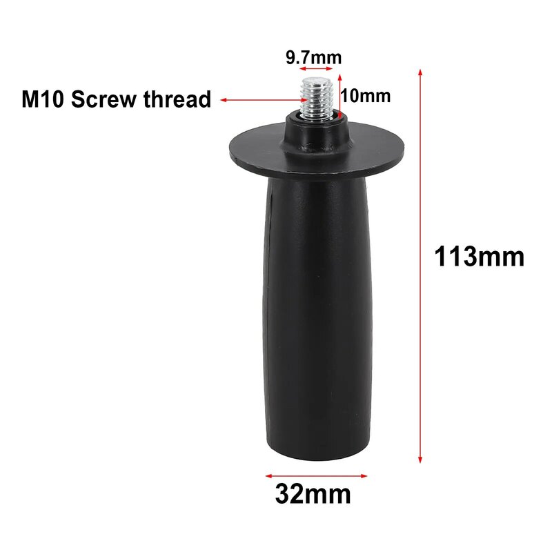 アングルグラインダー用の黒いプラスチックハンドル,耐久性があり,快適なグリップ,取り付けが簡単,電動工具,プラスチックハンドル,8mm, 10mm, 1個
