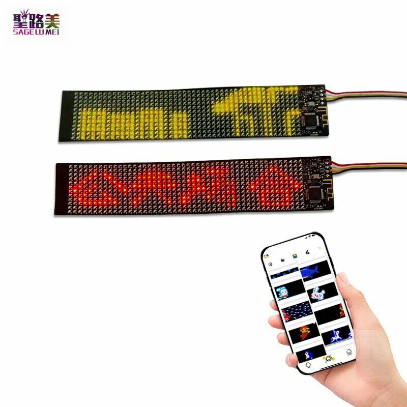 Bluetooth Programmable Flexible LED Module Phone App Battery Control Soft Thin Display Screen For Hat Bag T-Shirt Face Mask DIY