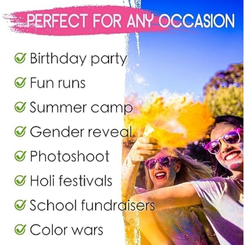 Bola bubuk warna-12 Pak bubuk kapur warna untuk fotografi lari warna, permainan pesta dengan teman pemotretan, ulang tahun, Festival