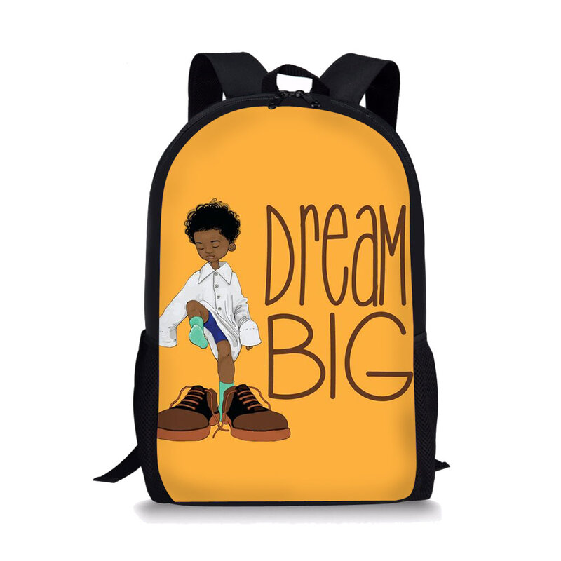 귀여운 아프로 소년 3D 프린트 어린이 가방, 배낭 학교 가방, 초등학생 배낭, 어린이 책가방, 어린이 책가방, 16 인치