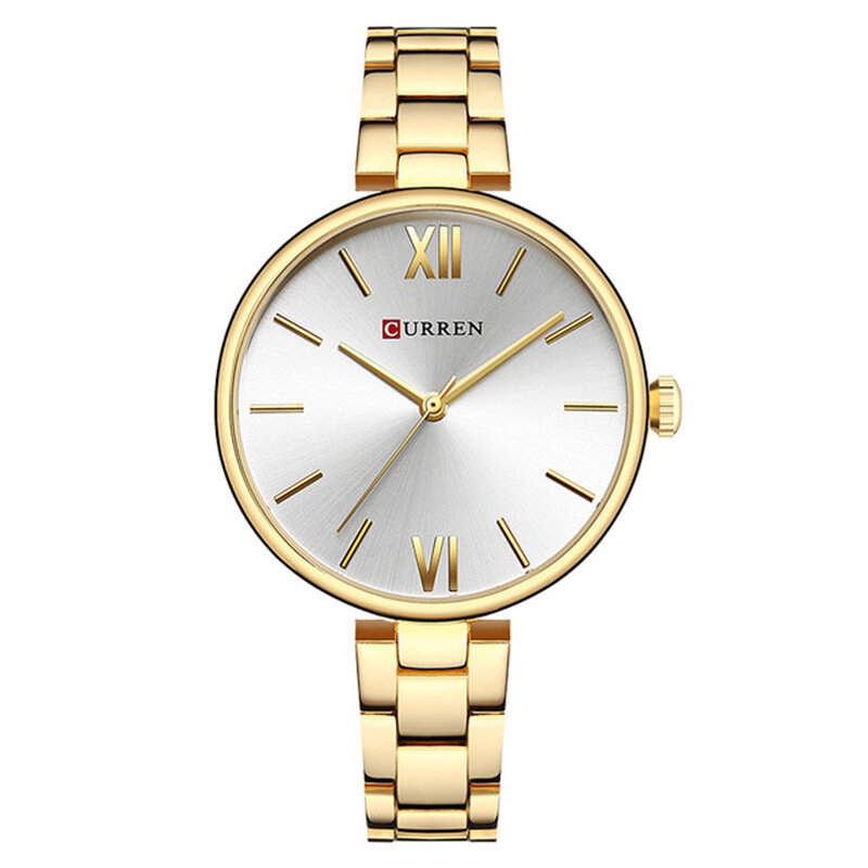 Часы наручные Curren женские кварцевые, брендовые Роскошные модные водонепроницаемые золотистые, подарок для женщин