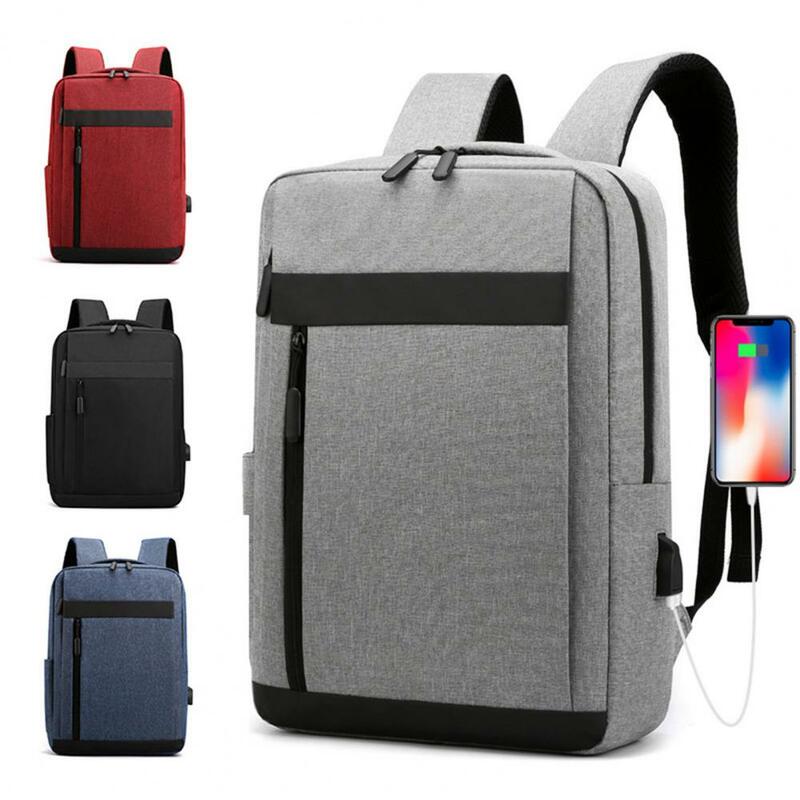 Unisex Backpack Adjustable Shoulder Straps Multilayer Multifunction USB Charging Port Casual Rucksack for Outdoor