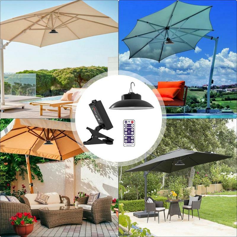 Outdoor Umbrella Lights Waterproof Solar Powered Clip-On LED Umbrella Pole Light Rechargeable LED Umbrella Patio Light for Tent