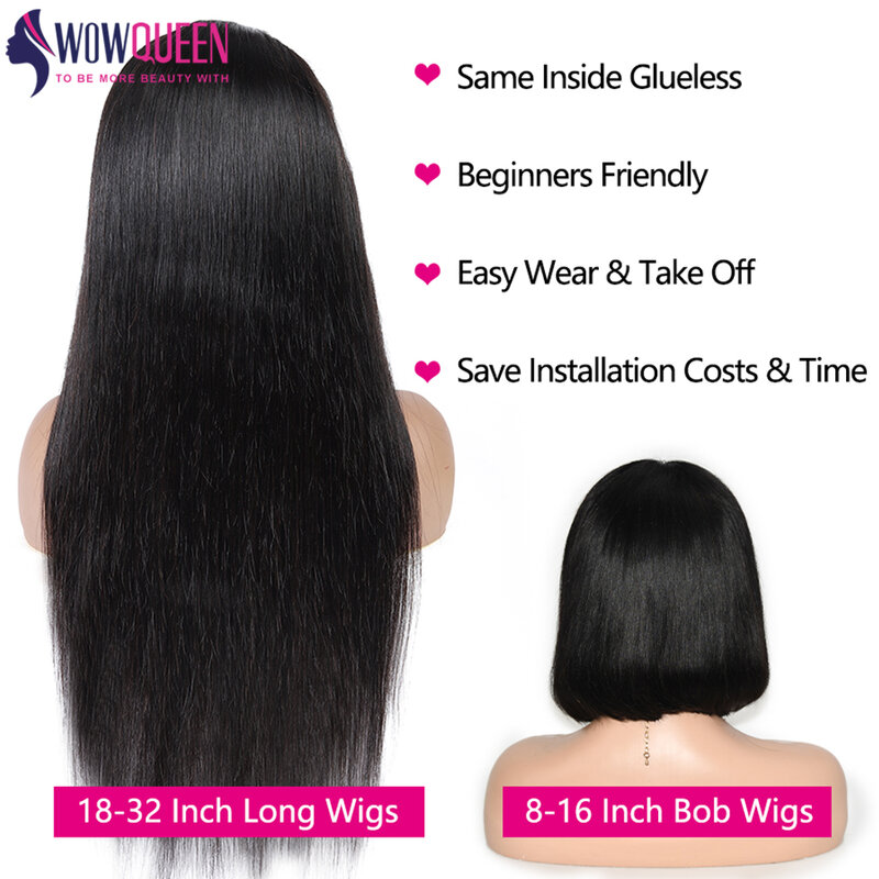 Easy Go Bob Wig Glueless Wig Human Hair Ready To Wear Straight Bob Hair Wig Human Hair 30 32 Inch Pre Cut Lace 4x4 Closure Wig