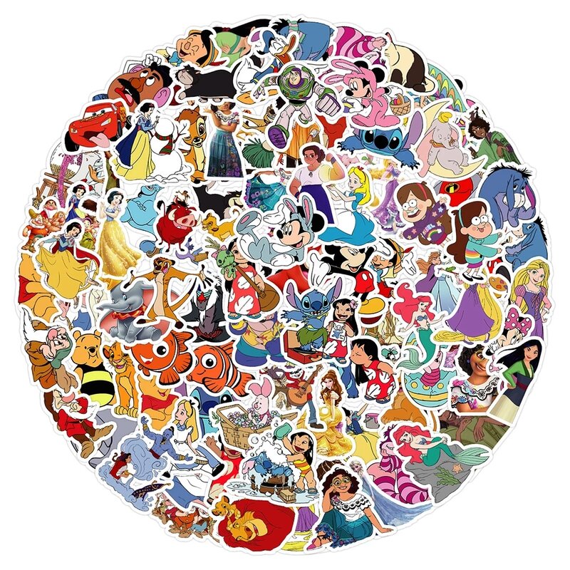 Disney-pegatinas de dibujos animados para niños, 10/30/50/100/200 piezas, pegatinas de princesa Micky, para portátil, monopatín, teléfono, coche, Graffiti, calcomanía, juguete