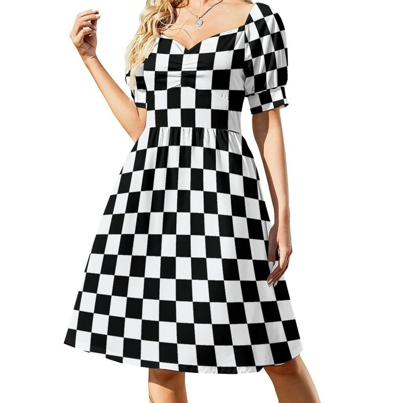 Czarna sukienka w szachownicę kobiety lato 2023 elegancka sukienka kobiety długie sukienki suknie urodzinowe dla kobiet