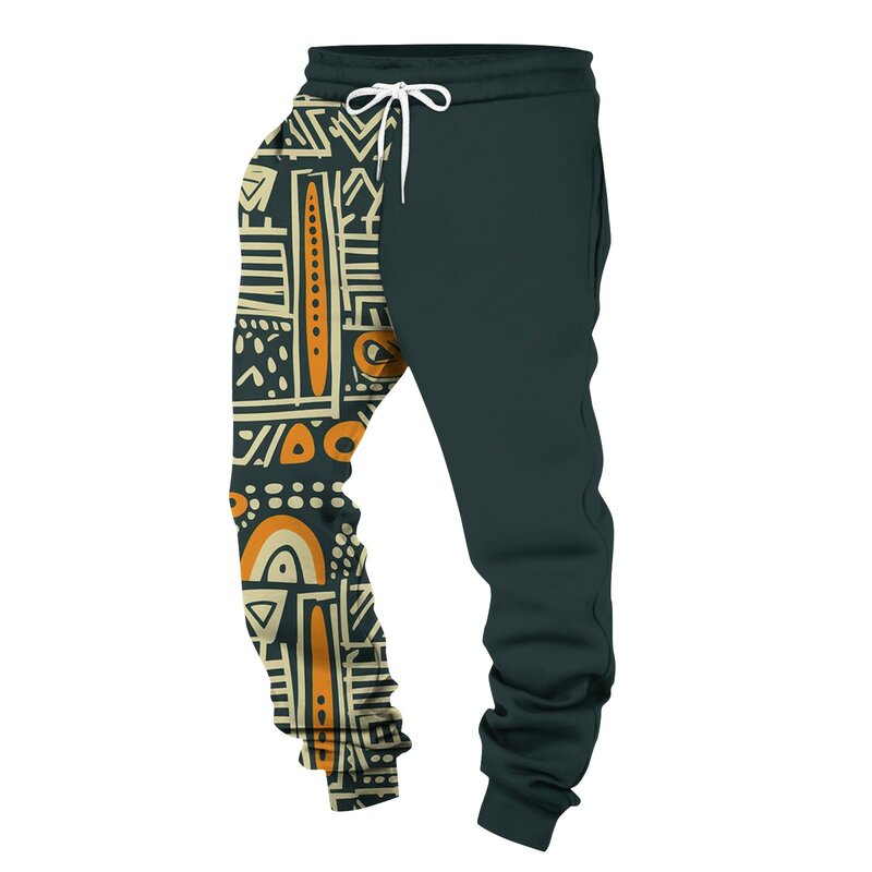 Men Costume Ethnic Style Retro European And American Fashion Printed Jogging Casual Pants Sports Trousers Drawstring Clothing