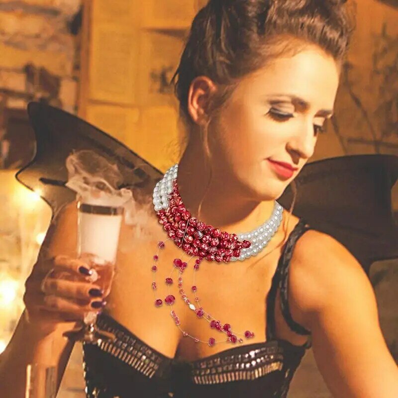 女性のための真珠と真珠のネックレス,サイクリングアクセサリー,調整可能,ハロウィーンの装飾,ギフト