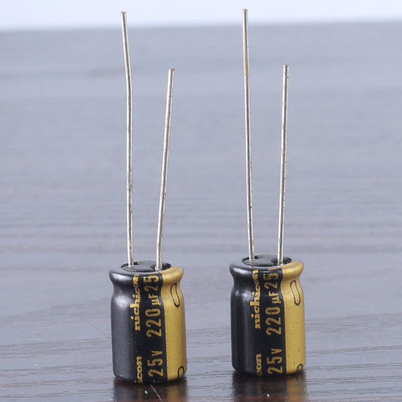 10 pces nichicon kw 220uf 25v 220mfd áudio capacitor eletrolítico tampões 8x11.5mm