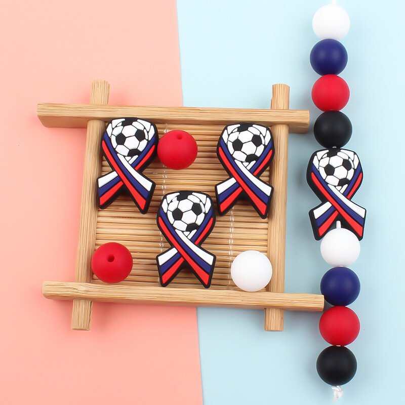 5/10Pcs Baby Silicone Beads Teether Soccer Ball BPA Free Teething DIY Toy Cartoon Contact Chewer Relieves Discomfort