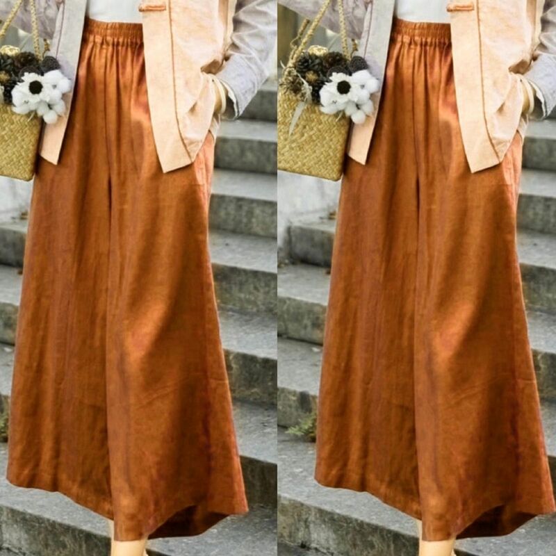 Pantalon Droit à Jambes Larges pour Femme, Vêtement Taille Haute, Style Vintage, avec Poches, Nouvelle Collection Été 2024
