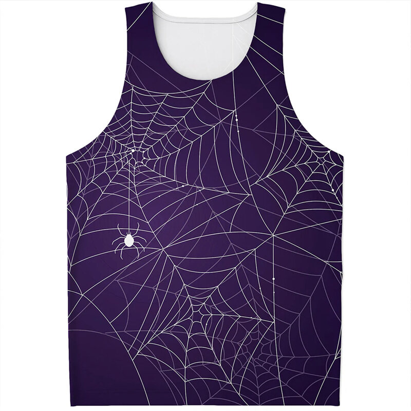 Fashion Spiders Cobweb Graphic Tank Top For Men Women 3d Print Halloween Vest Kids Summer Streetwear Tops Oversized Tee Shirts