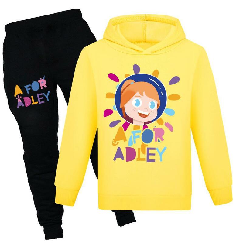 A FOR ADLEY-ropa de dibujos animados para niños, sudaderas con capucha de manga larga y pantalones de Jogging, conjunto de 2 piezas, chándal para bebés
