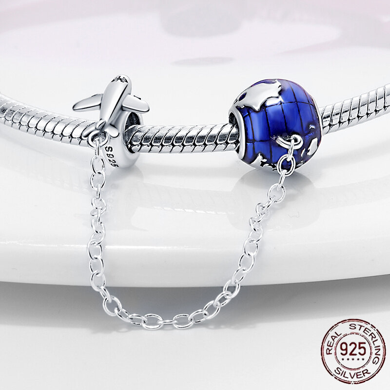 Srebrny kryształ Pav é łańcuch bezpieczeństwa klips do mocowania pasmo odpowiednie dla kobiet bransoletka Pandora srebrna biżuteria prezent urodzinowy