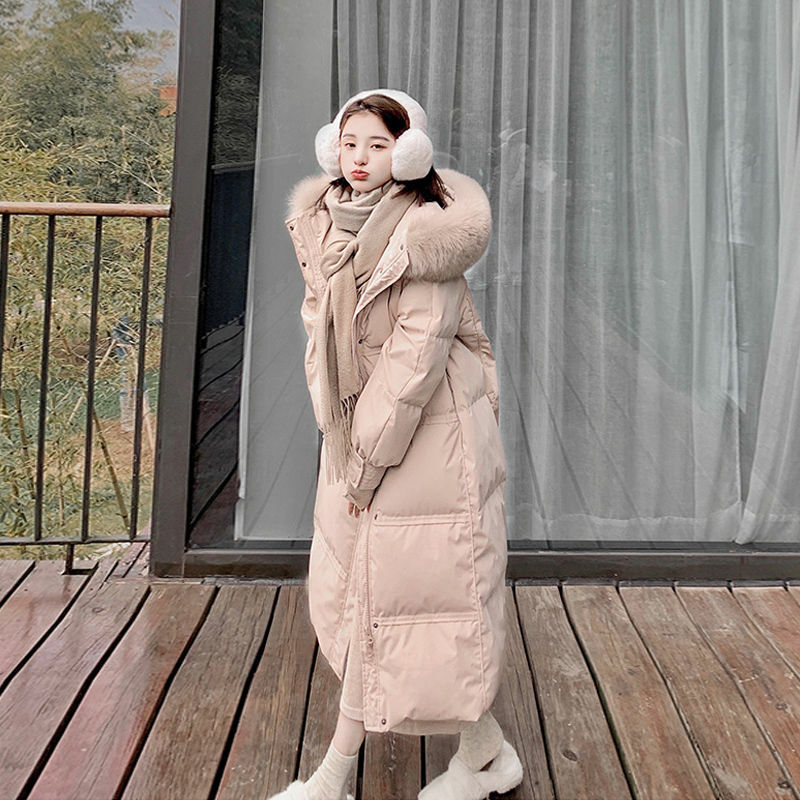 2023 New Women Down Jacket Winter Coat Female Long Over The Knee Fox Fur Collar Outwear Thicken Warm Fashion Hooded Parkas