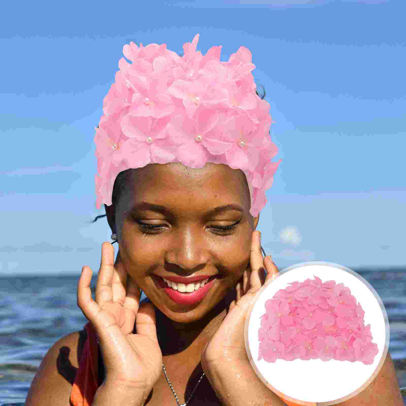 Bonnet de bain avec pétales de fleurs 3D, vintage, pour femmes