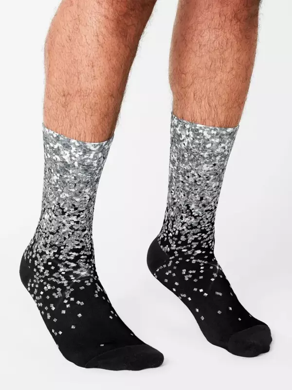 Calcetines térmicos brillantes plateados para hombres y mujeres, calcetines divertidos