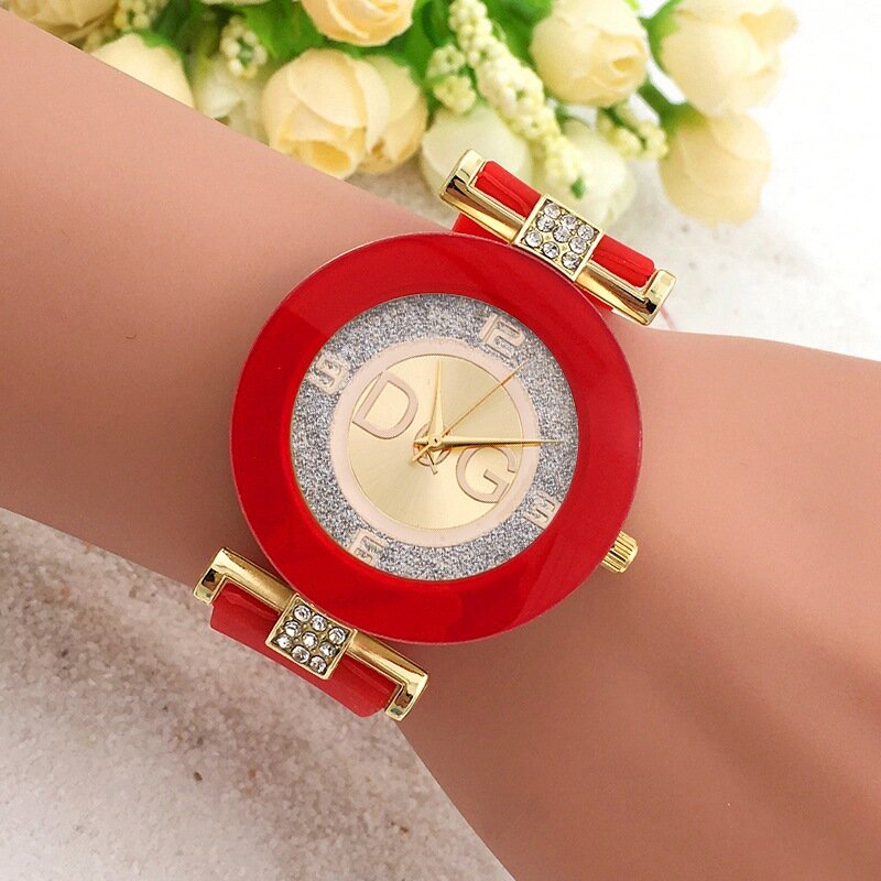 Dqg luxuriöse Marke einfaches Design Damen Quarzuhren schwarz und weiß Silikon armband großes Zifferblatt kreative Mode Armbanduhr