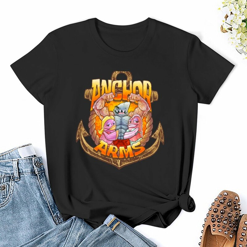 Camiseta de brazos de ancla, camisa con estampado de animales para niñas, ropa hippie, ropa de verano para mujer