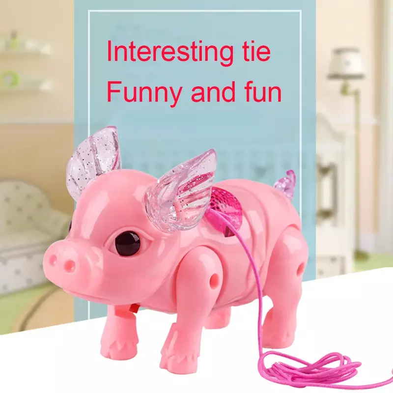 Mainan Babi Berjalan Elektrik Warna Merah Muda Baru dengan Mainan Elektronik Lucu Anak-anak Musik Ringan Mainan Hadiah Ulang Tahun Anak-anak