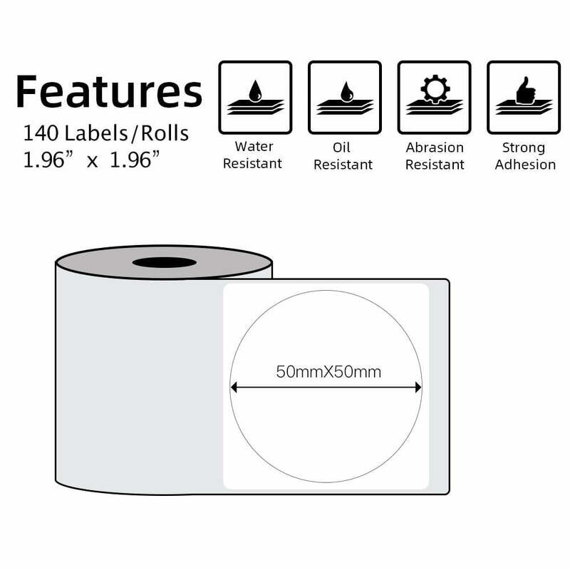 Stiker Label Termal Perekat Bundar Putih Phomemo Tag Identifikasi Tahan Air untuk Printer Label M110/M200/M220