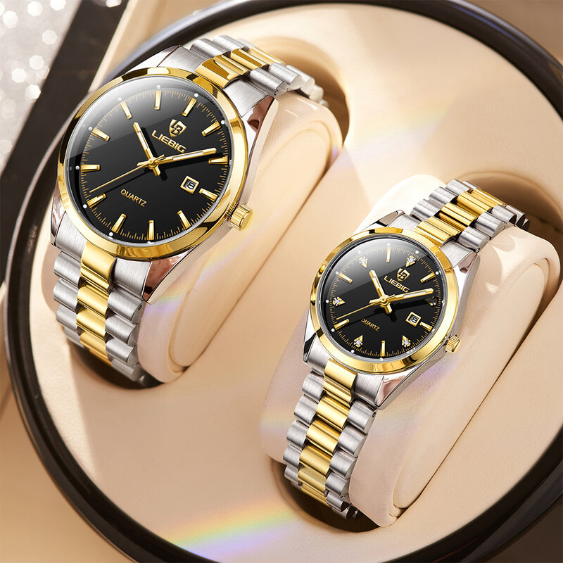 LIBIIG Top Brand Fasion orologi da polso al quarzo maschile Famale in acciaio inossidabile 3Bar impermeabile datario orologi Reloj Hombre