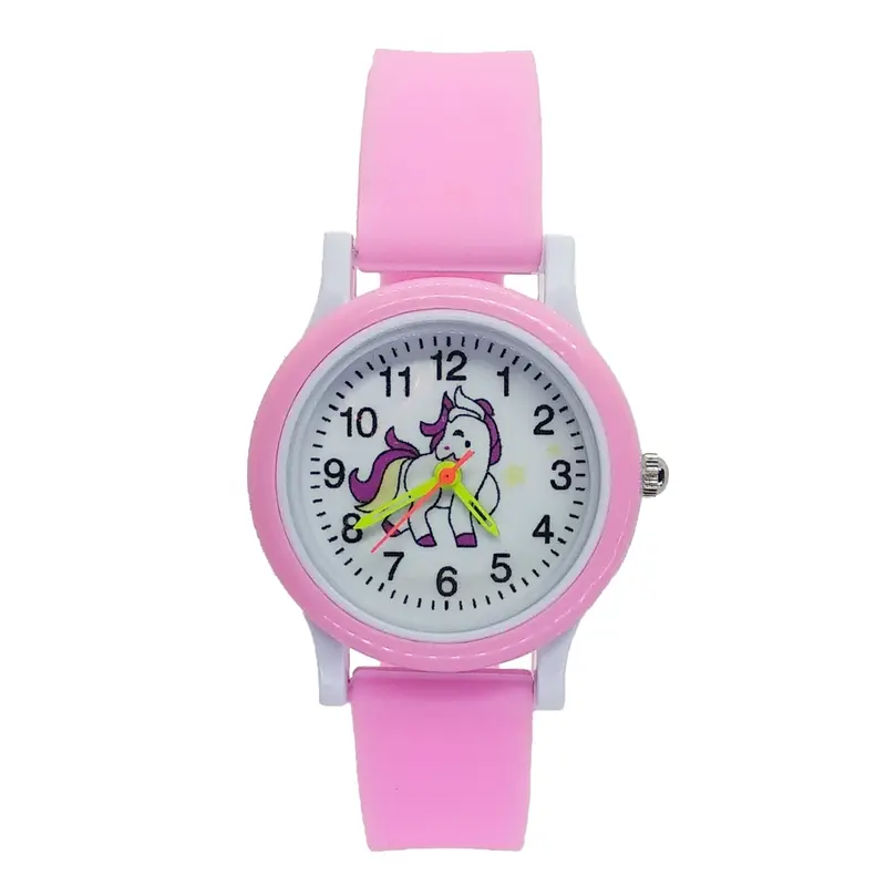 Relógio infantil lindo pony 3d, para meninos e meninas, presente para estudantes, de quartzo