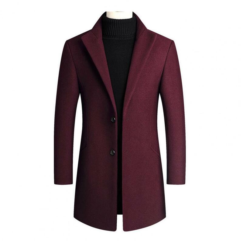 Trench Coat Men Autumn and Winter New Solid Color Long Woolen Coat for Men Business Casual Windbreaker Men Clothing