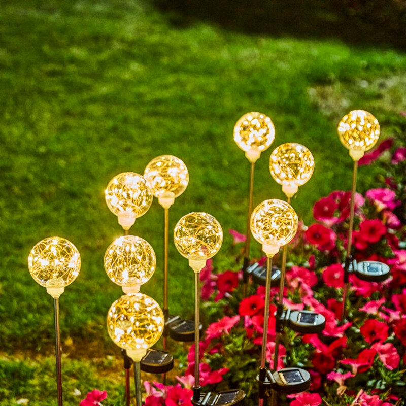 Lampe de pelouse étanche IP65, boule solaire extérieure, marche et arrêt automatiques, lampe de jardin, roseau chaud, lampe décorative pour cour, décor d'allée