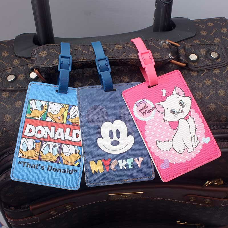 Cute Mikey & Mary Cats accessori da viaggio etichetta per bagagli PU valigia ID Addres Holder etichetta per imbarco bagagli etichetta portatile