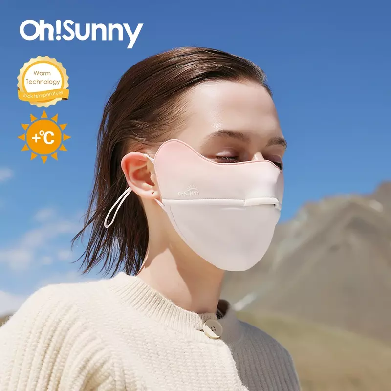 Ohsunny-冬の女性用マスク、暖かいフェイスマスク、グラデーションロック、温度、通気性、柔らかく開閉、水用、調整可能なイヤーループ