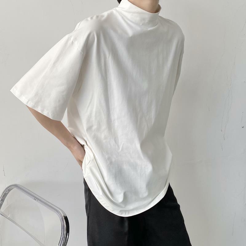 Rollkragen Weichen Solide Kurzarm Männer Übergroßen Sweatshirt Mode Koreanische Harajuku Casual Alle-spiel Kleidung Neue Straße Sommer