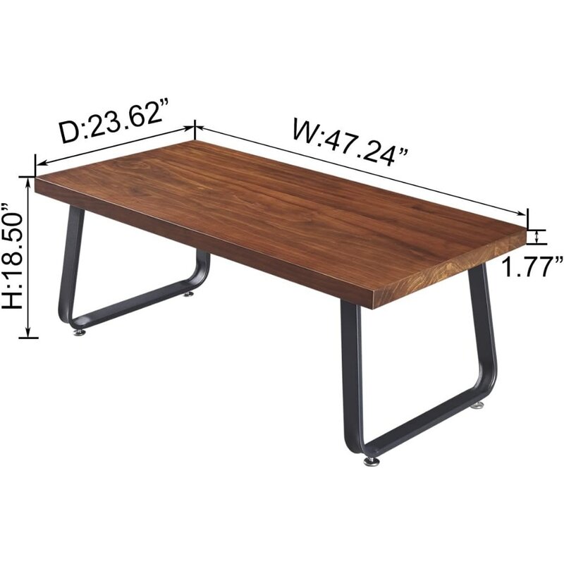 Couch tisch aus Naturholz, Mittel tisch aus Massivholz für das Wohnzimmer, industrielles echtes Holz regal aus rustikalem Metall, 47 Zoll