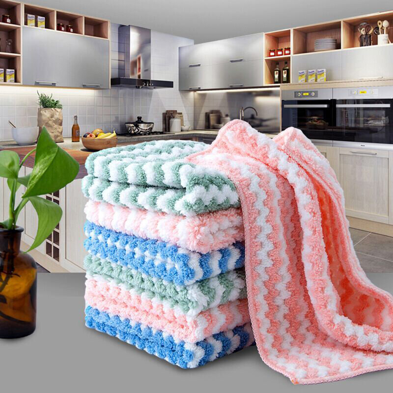 10/5 pces pano de limpeza de cozinha pano de lavagem de prato de lã coral absorvente super toalha de limpeza de limpeza de cozinha seca e molhada
