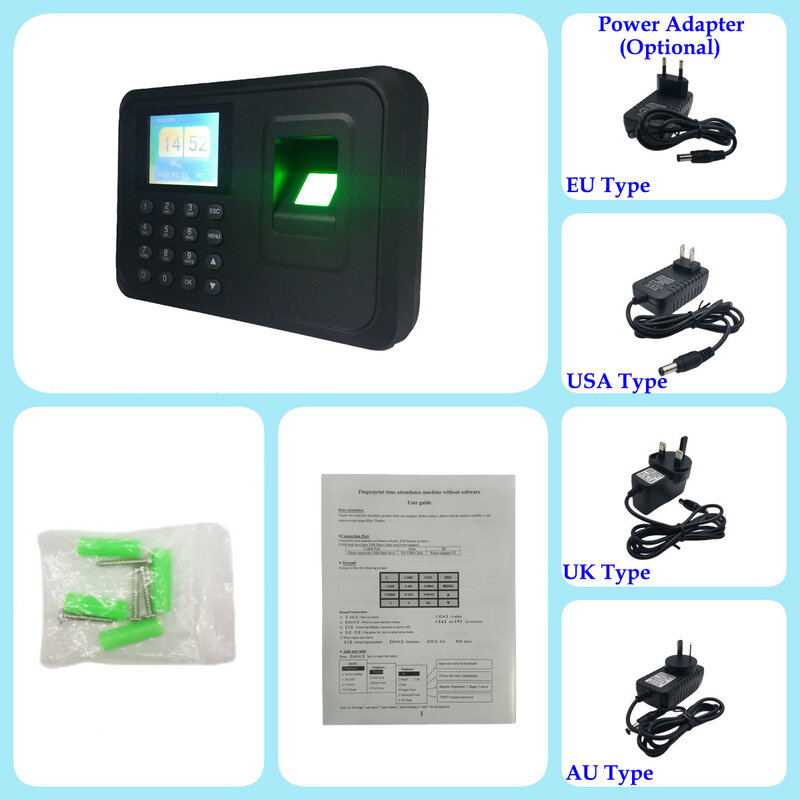 Back up Battery SSR Biometric Fingerprint Time Clock Recorder Attendance Employee Electronic Finger Reader Machine