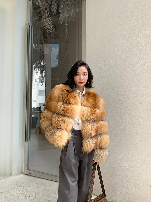 2023 New Real fur,Luxury Red fox Natural Fur One Coats Jackets Women's Thick Warm Genuine fur jackets