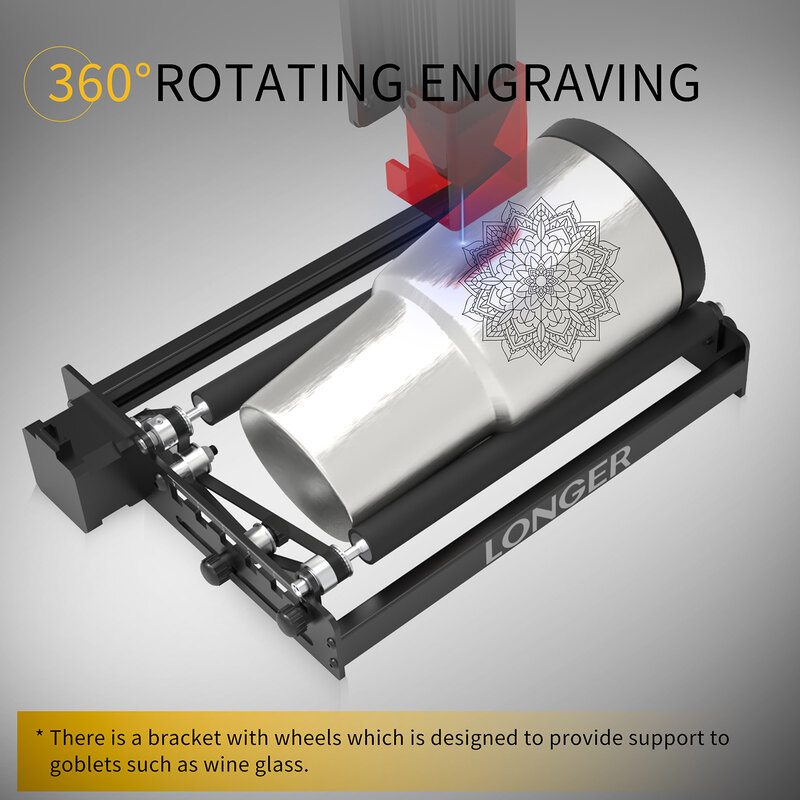 Y-Axis Rotary Roller Engraving Module Compatible with Various Laser Engraver 6-200mm Engraving Space for Cylindrical Objects Can