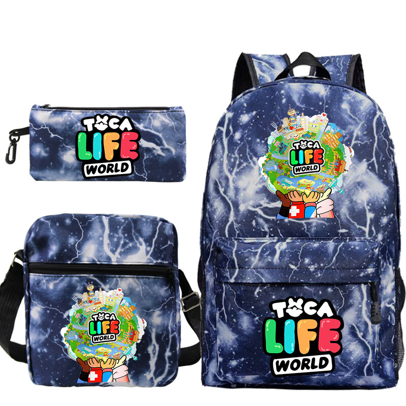 Toca Boca plecaki z nadrukiem 3 szt. Zestaw Kawaii dla dzieci szkolna plecak Toca światowy plecak szkolny dla dzieci Sport Mochila