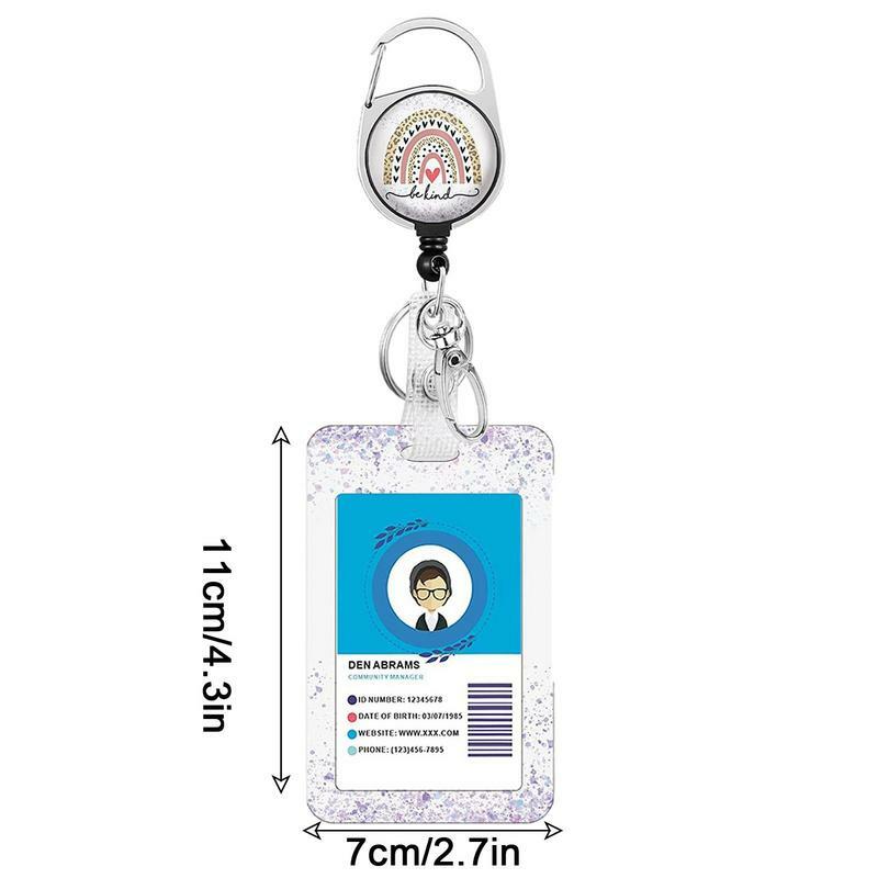 Estudante ID Badge Holder com colhedores ajustáveis, Vertical ID Protector, Enfermeira Titular bonito, Bage Clips
