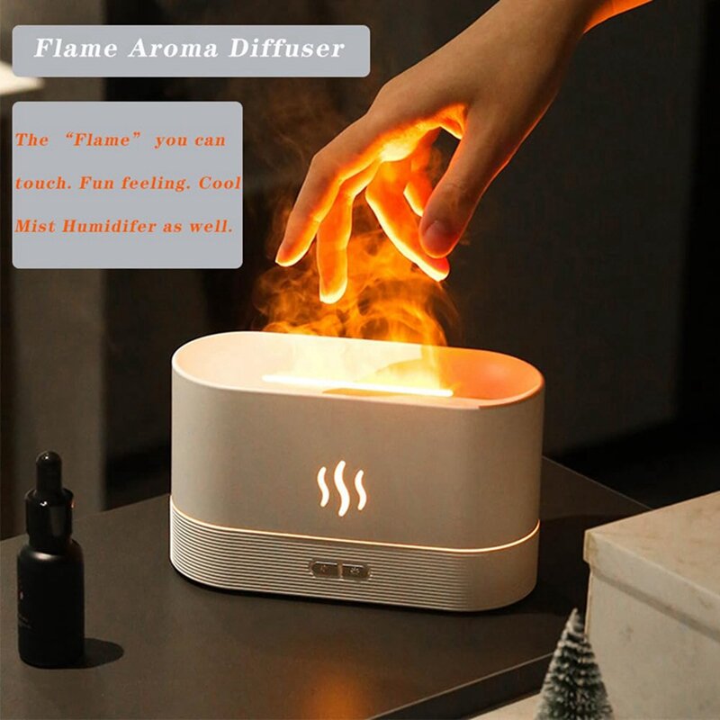 Essential Oil Diffuser, Humidifier With 7 Colors Flame Light Humidifier Diffuser For Spa Home Yoga Office Bedroom